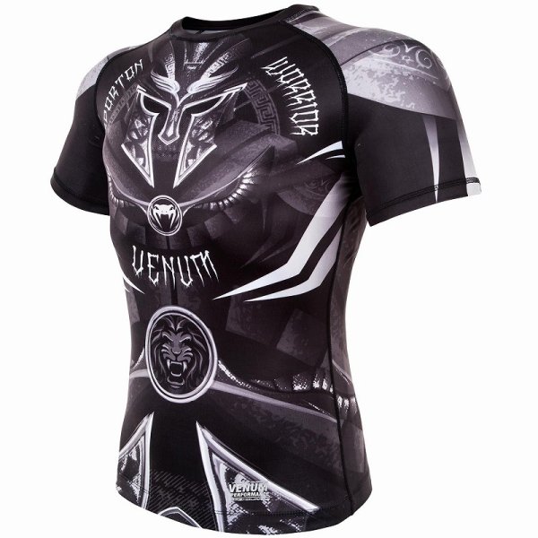 Photo2: VENUM Rashguard GLADIATOR3.0 Short Sleeve Black/White (2)