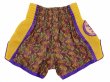 Photo2: FLUORY Muay Thai Shorts MTSF82 Yellow/Purple (2)