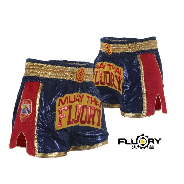 Photo1: FLUORY Muay Thai Shorts MTSF67 Blue (1)