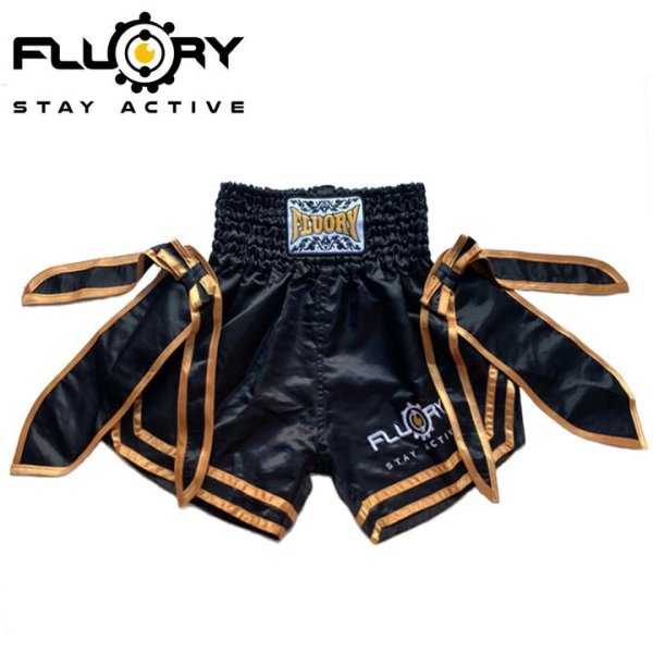 Photo1: FLUORY Muay Thai Shorts MTSF72 Black (1)