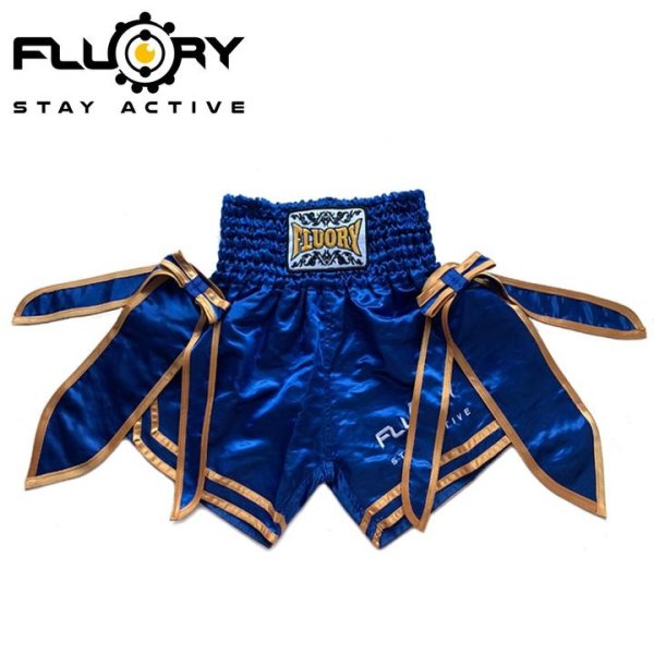 Photo1: FLUORY Muay Thai Shorts MTSF72 Blue (1)