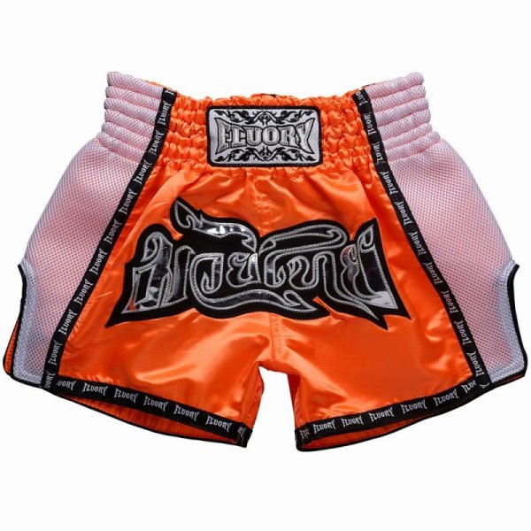 Photo1: FLUORY Muay Thai Shorts MTSF06 Orange (1)