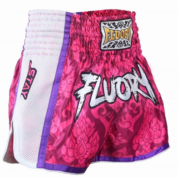 Photo1: FLUORY Muay Thai Shorts MTSF64 Pink  (1)
