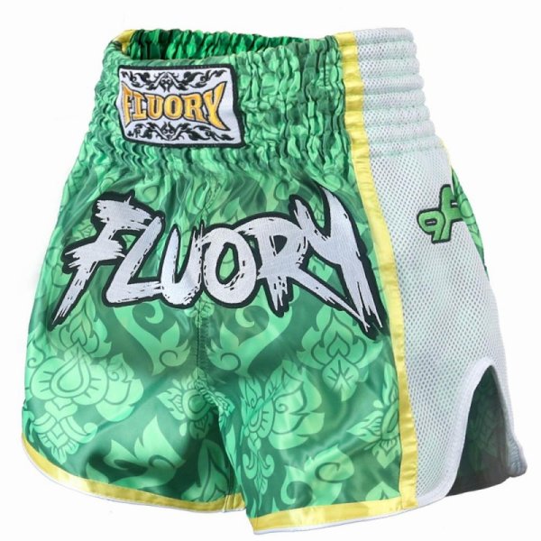 Photo1: FLUORY Muay Thai Shorts MTSF64 Green (1)