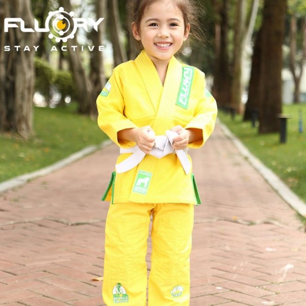 Photo1: FLUORY Kids Jiu Jitsu Gi MONKEY Yellow (1)