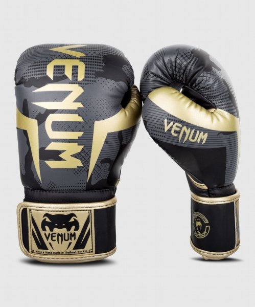 Photo1: VENUM Boxing Gloves ELITE Dark Camo/Gold (1)