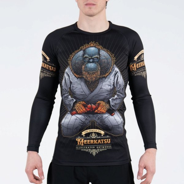 Photo1: MEERKATSU Rashguard The Gentle Ape V2.0 Long Sleeve Black (1)