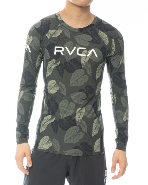 Photo1: RVCA Rashguard Long Sleeve BC041817 Green (1)