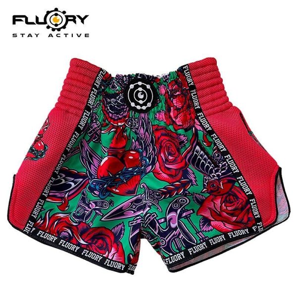 Photo1: FLUORY Muay Thai Shorts MTSF90 Pink (1)