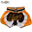 Photo1: FLUORY Muay Thai Shorts MTSF97 Black/White/Orange (1)