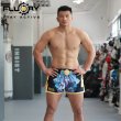 Photo1: FLUORY Muay Thai Shorts MTSF101 Black/Blue (1)