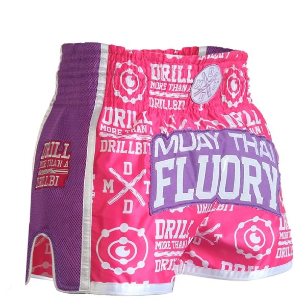 Photo1: FLUORY Muay Thai Shorts MTSF68 Pink (1)