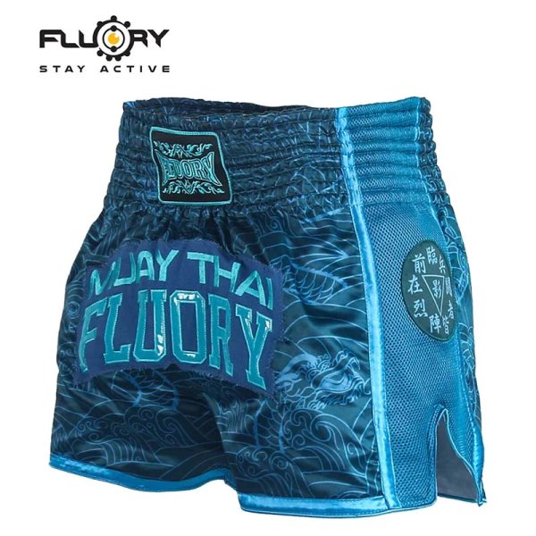Photo1: FLUORY Muay Thai Shorts MTSF69 Blue (1)