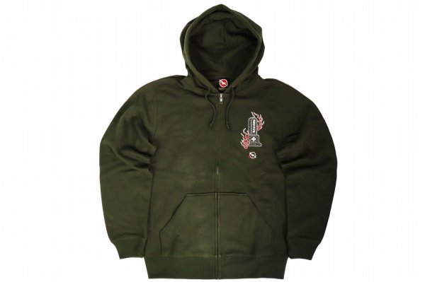 Photo1: BULL TERRIER Hoodie Zip Parka FUHAI Army Green (1)