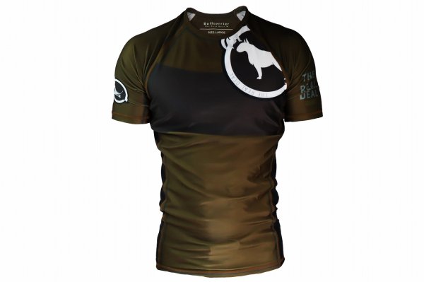 Photo1: BULL TERRIER Rashguard RANK 2.0 Short Sleeve Brown (1)