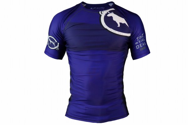 Photo1: BULL TERRIER Rashguard RANK 2.0 Short Sleeve Blue (1)