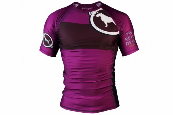 Photo1: BULL TERRIER Rashguard RANK 2.0 Short Sleeve Purple (1)