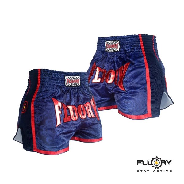 Photo1: FLUORY Muay Thai Shorts MTSF29 Blue/Red (1)