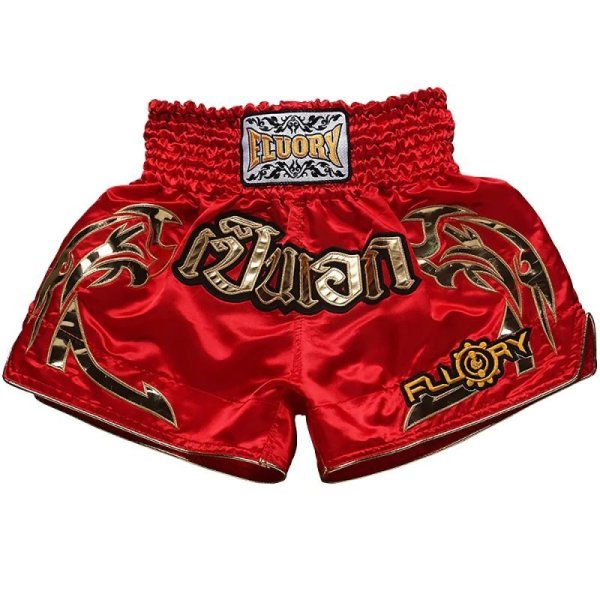 Photo1: FLUORY Muay Thai Shorts MTSF19 Red (1)