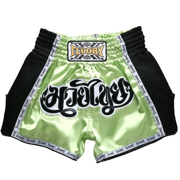 Photo1: FLUORY Muay Thai Shorts MTSF04 Green (1)