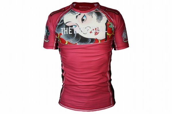 Photo1: BULL TERRIER Rashguard TSUNADEHIME Short Sleeve Vermilion (1)