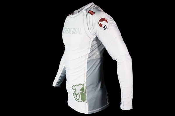 Photo2: BULL TERRIER Rashguard ASHURA Long Sleeve White (2)