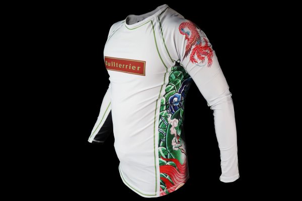 Photo2: BULL TERRIER Rashguard HOUOU Long Sleeve White (2)