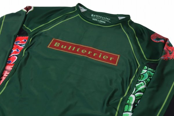 Photo6: BULL TERRIER Rashguard HOUOU Long Sleeve Green (6)