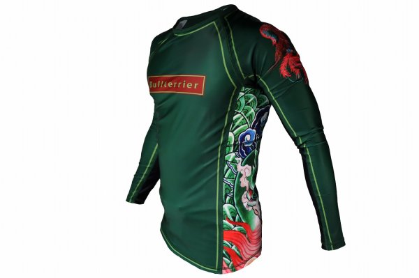 Photo2: BULL TERRIER Rashguard HOUOU Long Sleeve Green (2)