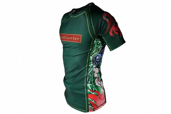 Photo2: BULL TERRIER Rashguard HOUOU Short Sleeve Green (2)