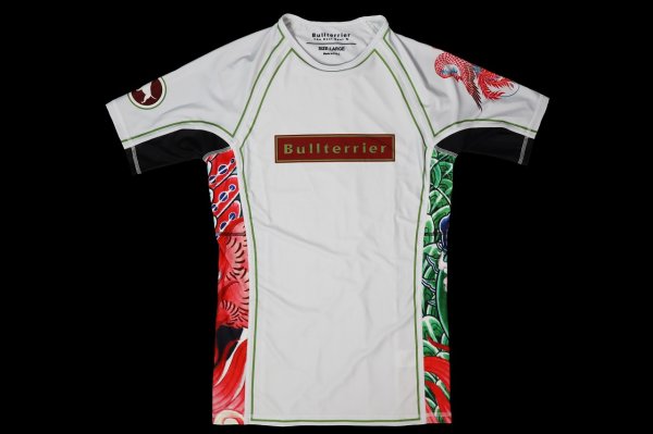 Photo4: BULL TERRIER Rashguard HOUOU Short Sleeve White (4)