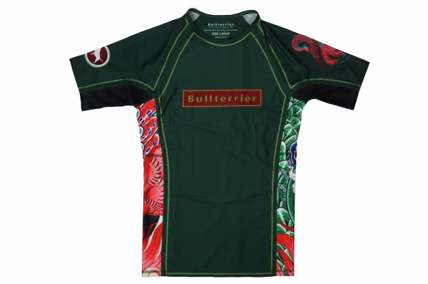 Photo4: BULL TERRIER Rashguard HOUOU Short Sleeve Green (4)
