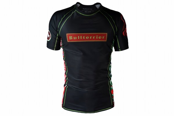 Photo1: BULL TERRIER Rashguard HOUOU Short Sleeve Black (1)
