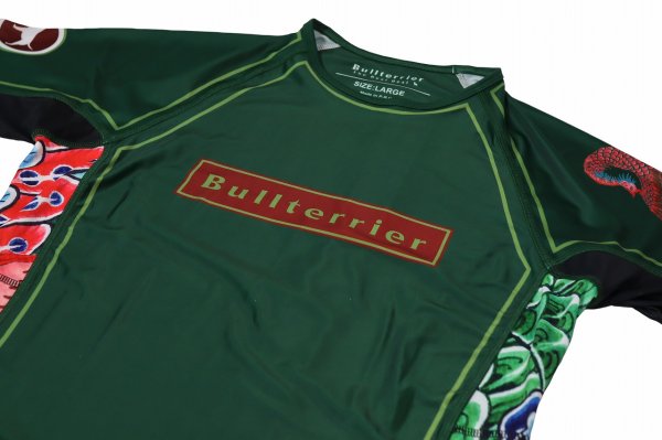 Photo6: BULL TERRIER Rashguard HOUOU Short Sleeve Green (6)