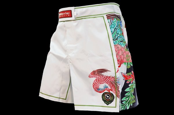 Photo1: BULL TERRIER Fight Shorts HOUOU White (1)