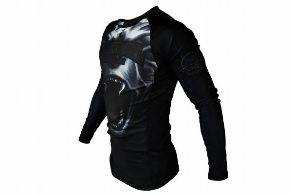 Photo2: BLACK BULL Rashguard BARKING Long Sleeve Black (2)