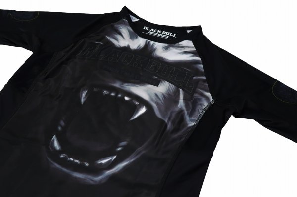 Photo6: BLACK BULL Rashguard BARKING Short Sleeve Black (6)