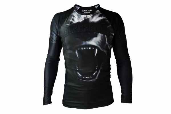 Photo1: BLACK BULL Rashguard BARKING Long Sleeve Black (1)