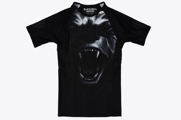 Photo4: BLACK BULL Rashguard BARKING Short Sleeve Black (4)