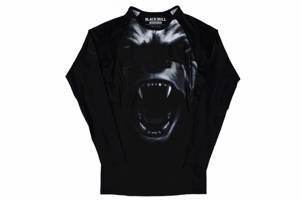 Photo4: BLACK BULL Rashguard BARKING Long Sleeve Black (4)
