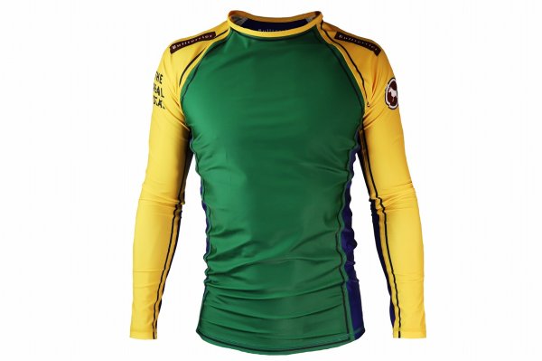 Photo1: BULL TERRIER Rashguard TRADITIONAL Long Sleeve Green/Yellow/Blue (1)