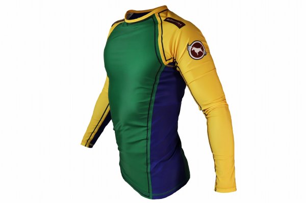 Photo2: BULL TERRIER Rashguard TRADITIONAL Long Sleeve Green/Yellow/Blue (2)