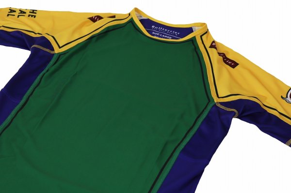Photo6: BULL TERRIER Rashguard TRADITIONAL Short Sleeve Green/Yellow/Blue (6)