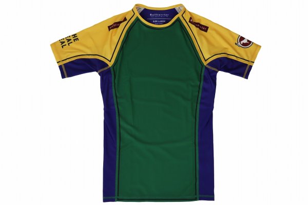 Photo4: BULL TERRIER Rashguard TRADITIONAL Short Sleeve Green/Yellow/Blue (4)