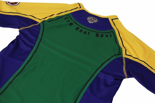 Photo7: BULL TERRIER Rashguard TRADITIONAL Short Sleeve Green/Yellow/Blue (7)