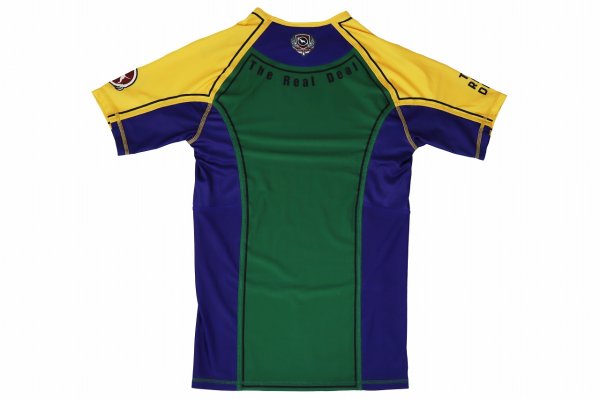 Photo5: BULL TERRIER Rashguard TRADITIONAL Short Sleeve Green/Yellow/Blue (5)