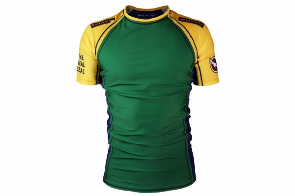 Photo1: BULL TERRIER Rashguard TRADITIONAL Short Sleeve Green/Yellow/Blue (1)