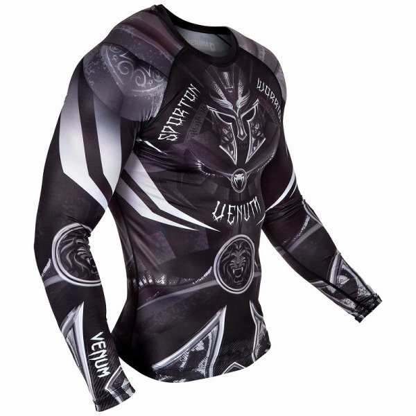 Photo2: VENUM Rashguard GLADIATOR3.0 Long Sleeve Black/White (2)