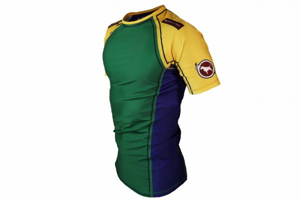 Photo2: BULL TERRIER Rashguard TRADITIONAL Short Sleeve Green/Yellow/Blue (2)