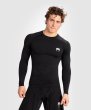 Photo1: VENUM Rashguard CONTENDER Long Sleeve Black/White (1)